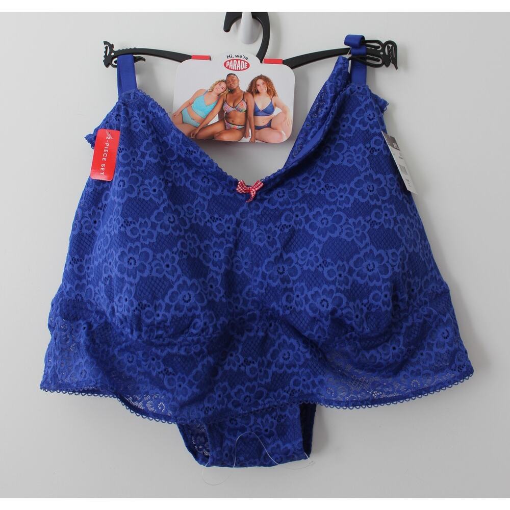 Parade Womens Lace Bralette Set Blue Size 2XL NWT